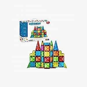 Manyetik Tiles Renkli 45 Parça Manyetik Yapı Magnetic Bloklar