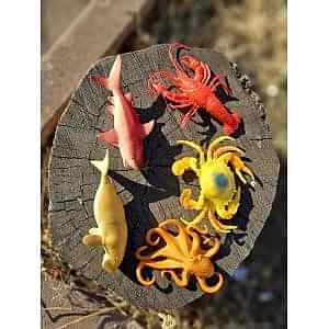 Oyuncak 5 Parça Deniz Hayvanları Oyun Seti Ahtapot Yengeç Kerevit Fok Balığı Köpek Balığı