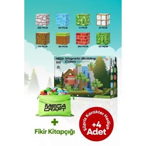 100 Parça Manyetik Küpler Yapı Blokları 4 Adet Sürpriz Karakterler Ve Özel Çantası İle