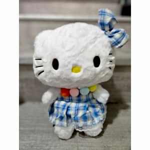 30 Cm Kurdaleli Ponponlu Mavi Elbiseli Hello Kitty Peluş Oyuncak
