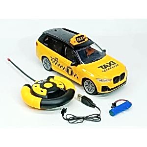1/16 Ölçek Uzaktan Kumandalı Bmw Cip Taksi Araba Taxi Jeep Işıklı Şarjlı Araba 25 Cm