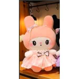 Büyük Boy Kuromi Melody Peluş Oyuncak 60 Cm Yavruağzı Renk Sevimli Yumuşacık Uyku Arkadaşı