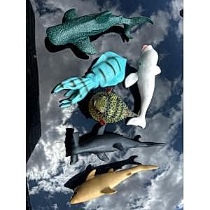 15-30 Cm Arası 6 Parça Deniz Hayvanları Seti Banyo Oyuncakları Ahtapot Balon Balığı Köpek Balığı 