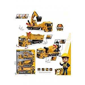İnşaat İş Makineleri 3 lü Set Kamyon Mikser Kepçeli Sürtmeli Kamyonlar Serisi 25 Cm
