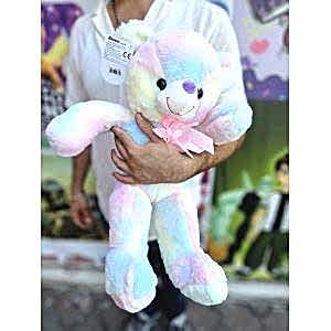 Rengarenk Peluş Ayı 50 Cm Yumuşacık Dolgulu Pamuk Kumaşlı Peluş Ayı Uyku Arkadaşı